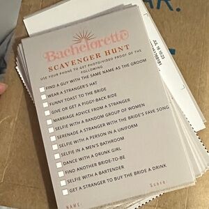 Bachelorette Scavenger Hunt Cards